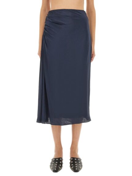 THEORY DRAPED MIDI SKIRT