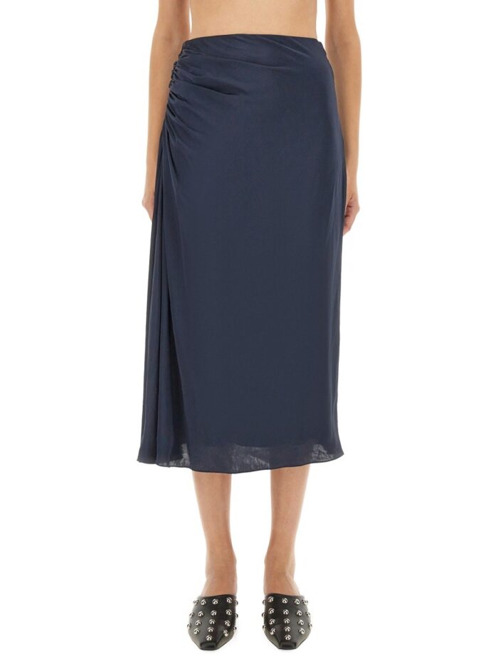 THEORY DRAPED MIDI SKIRT