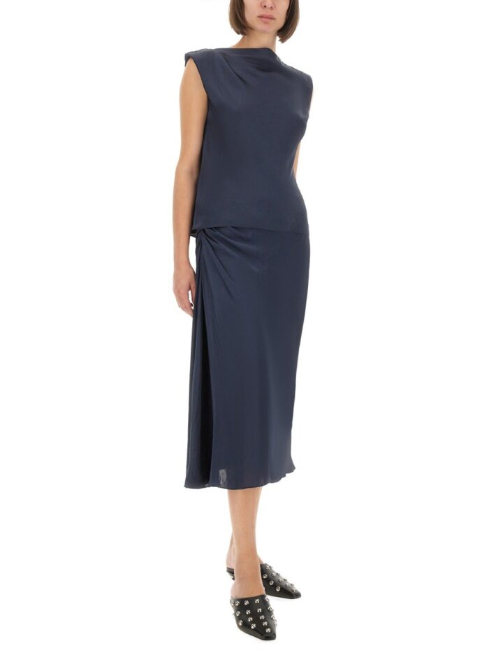 THEORY DRAPED MIDI SKIRT