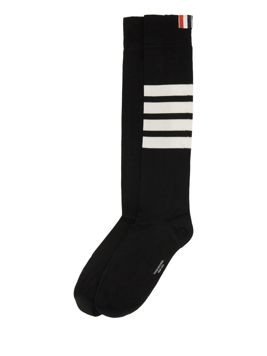 THOM BROWNE "4-BAR" COTTON LONG SOCK