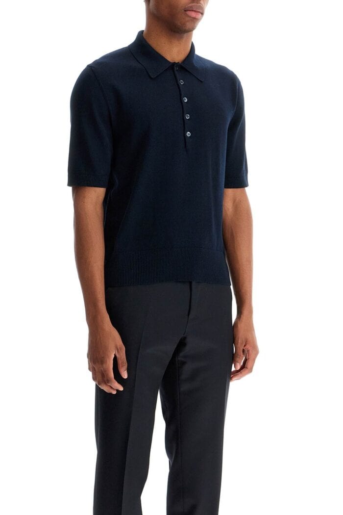 THOM BROWNE 4-bar Knit Polo Shirt