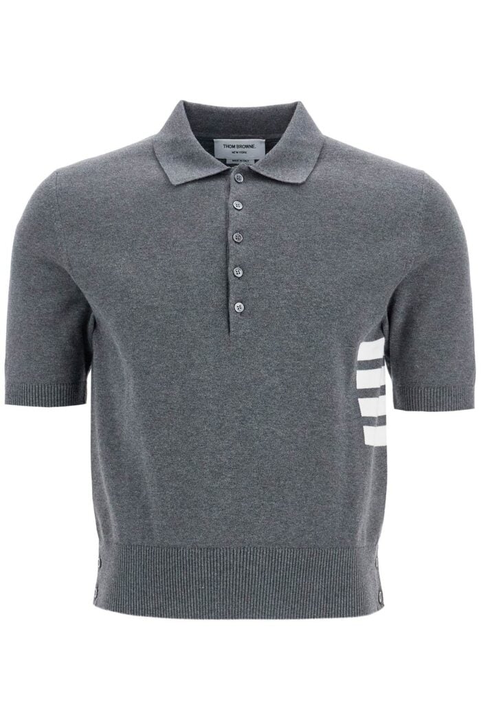 THOM BROWNE 4-bar Knit Polo Shirt