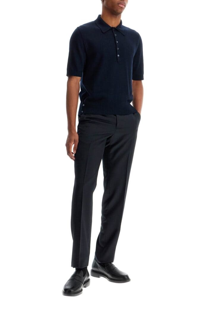 THOM BROWNE 4-bar Knit Polo Shirt