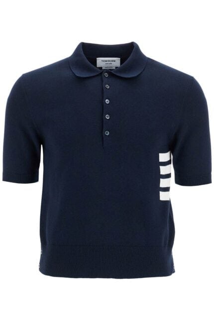 THOM BROWNE 4-bar Knit Polo Shirt