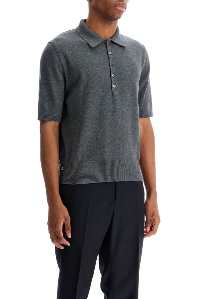 THOM BROWNE 4-bar Knit Polo Shirt