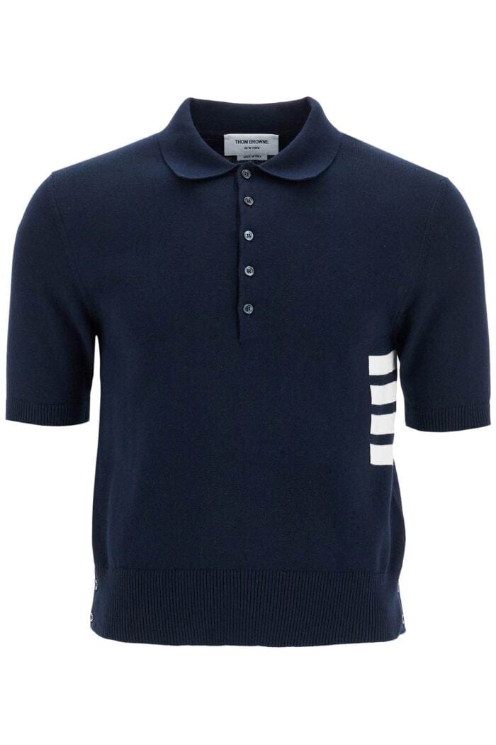 THOM BROWNE 4-bar Knit Polo Shirt