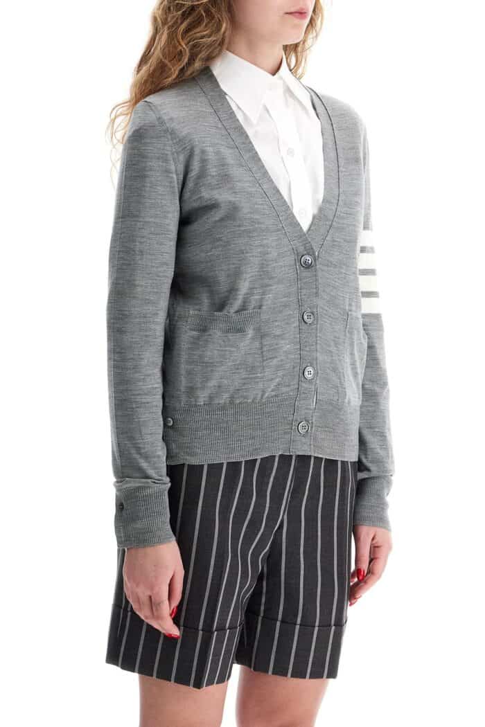 THOM BROWNE 4-bar Merino Wool Cardigan