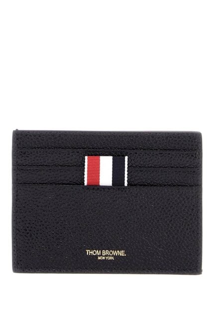 THOM BROWNE Black Calfskin Credit Card Holder With Note Compartment For Men