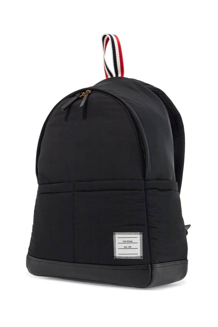 THOM BROWNE Black Multipocket Backpack In Polyester And Leather With Adjustable Straps