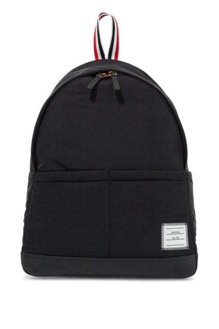 THOM BROWNE Black Multipocket Backpack In Polyester And Leather With Adjustable Straps