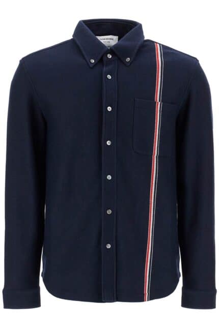 THOM BROWNE "button-down Overshirt In Knit With Tricolor