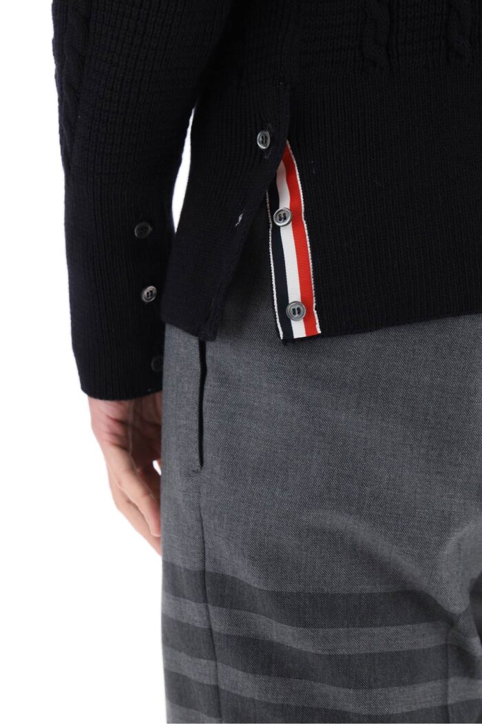 Thom Browne Cable Wool Sweater With Rwb Detail