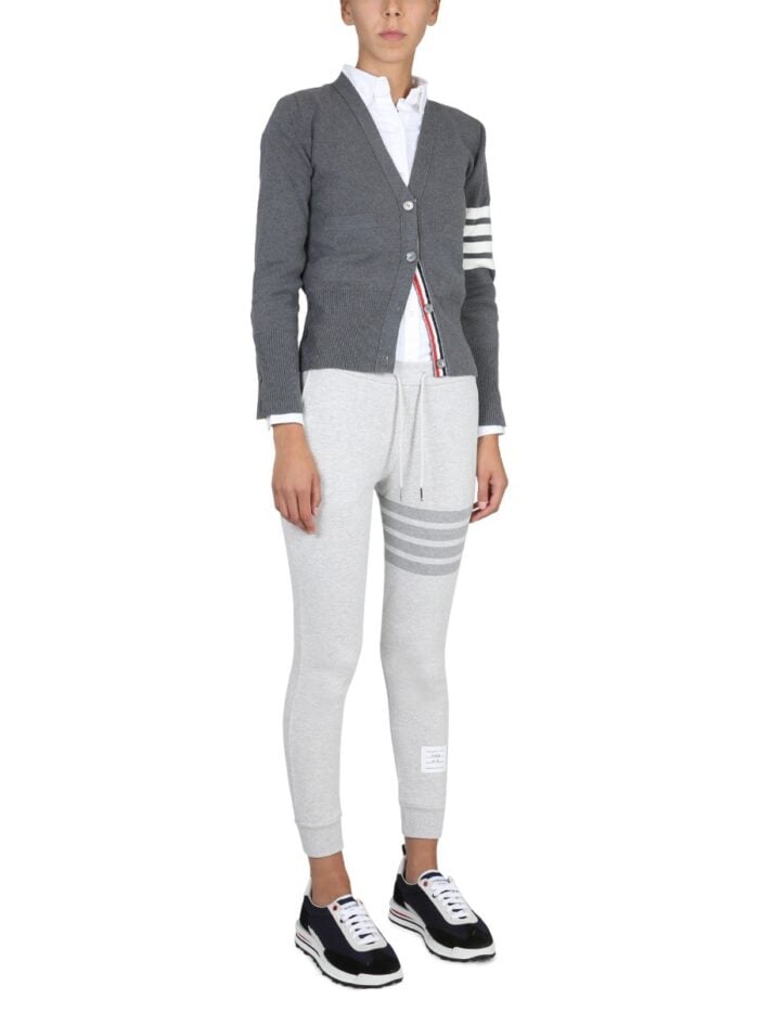 THOM BROWNE CARDIGAN CON SCOLLO A V