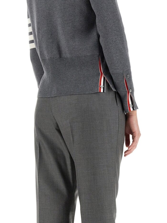 THOM BROWNE CARDIGAN CON SCOLLO A V