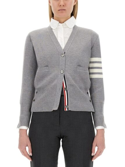 THOM BROWNE CARDIGAN CON SCOLLO A V