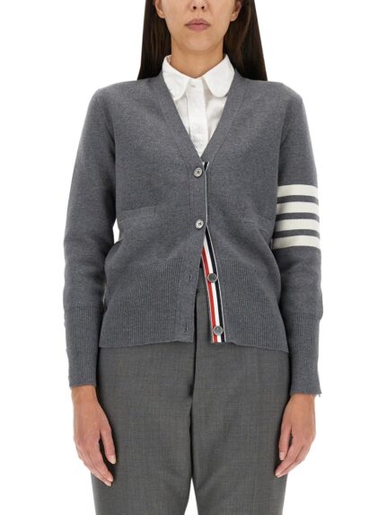 THOM BROWNE CARDIGAN CON SCOLLO A V
