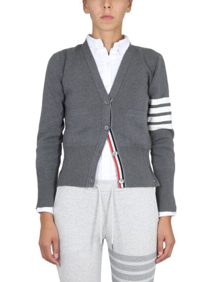 THOM BROWNE CARDIGAN CON SCOLLO A V