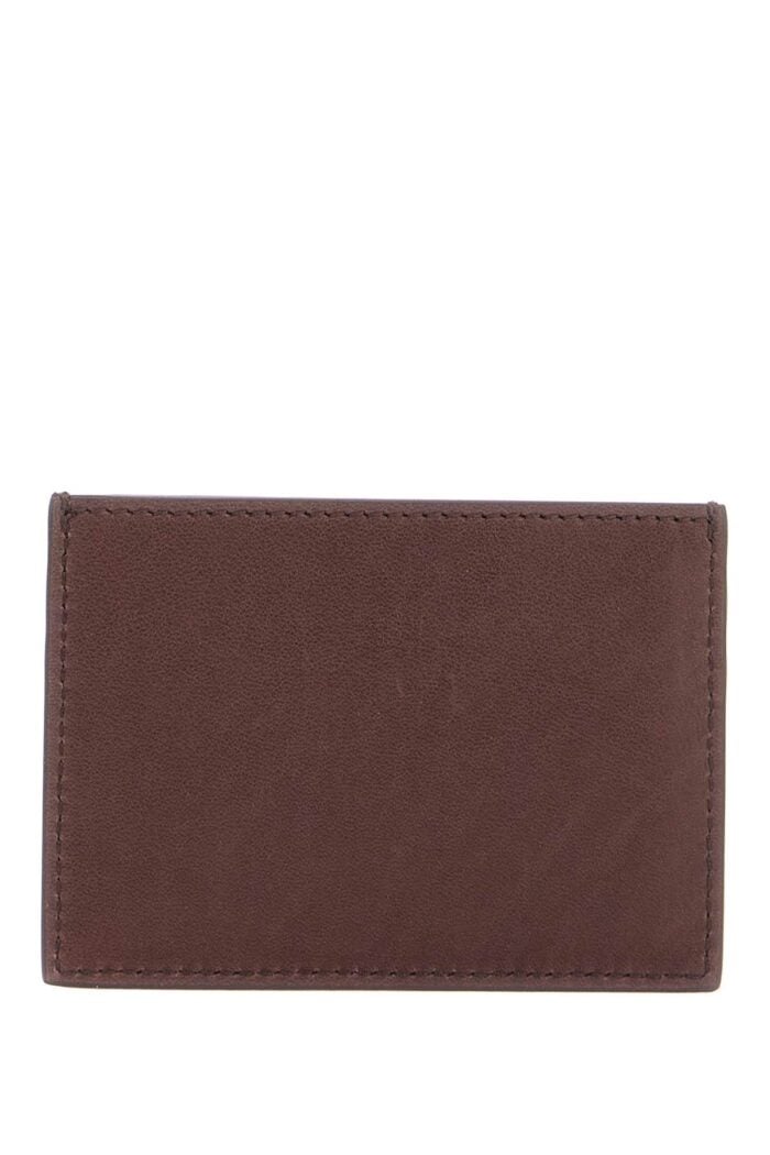 THOM BROWNE Compact Dark Brown Calfskin Credit Card Holder