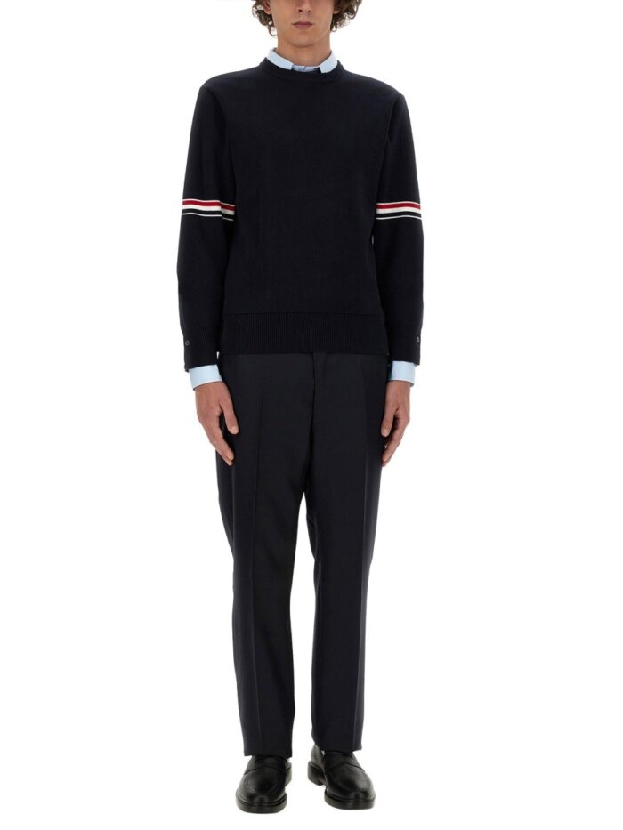 THOM BROWNE COTTON JERSEY WITH RWB STRIPE