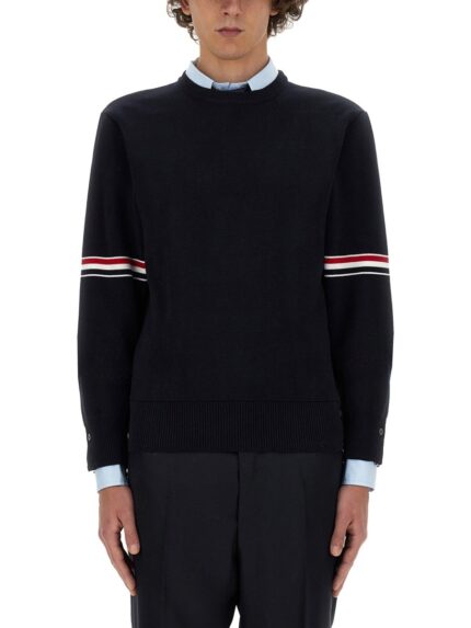 THOM BROWNE COTTON JERSEY WITH RWB STRIPE