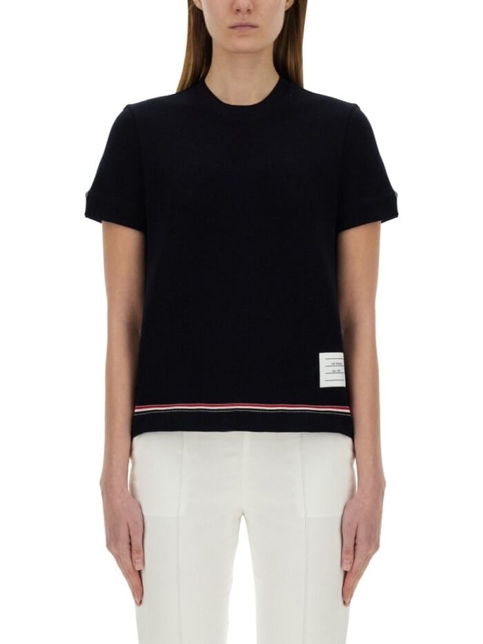 THOM BROWNE COTTON PIQUE T-SHIRT