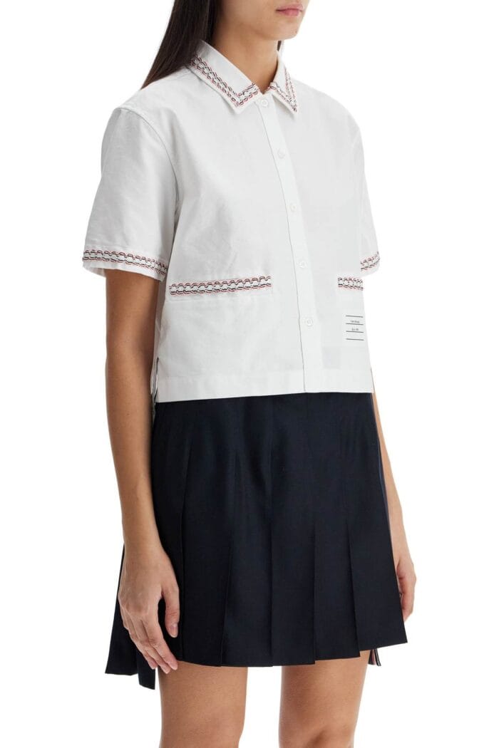 THOM BROWNE Cropped Oxford Shirt For Women