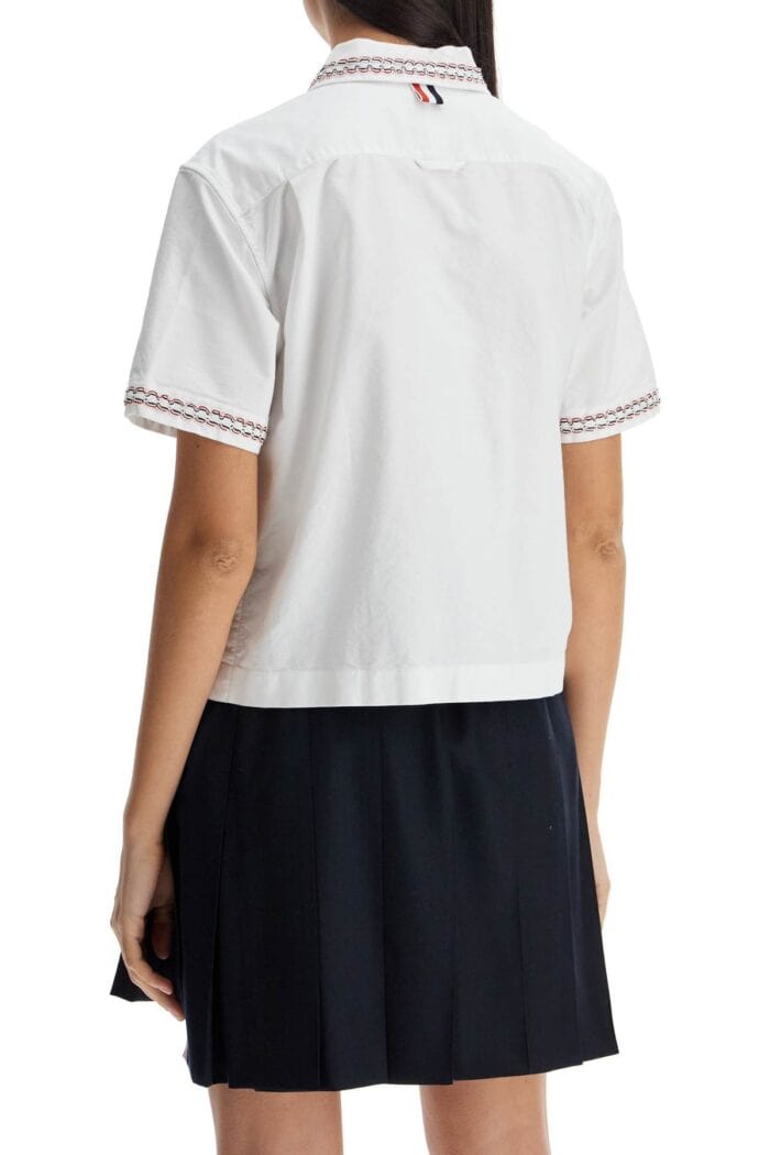 THOM BROWNE Cropped Oxford Shirt For Women