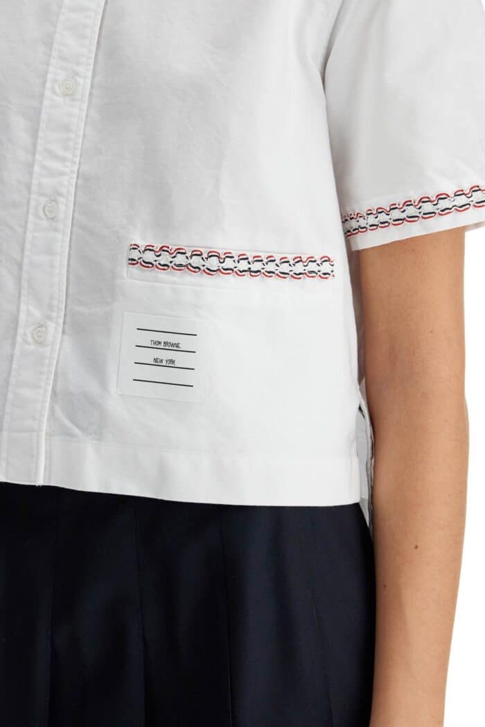 THOM BROWNE Cropped Oxford Shirt For Women