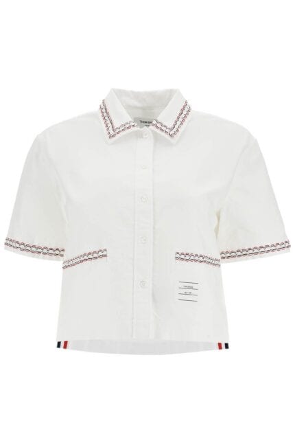 THOM BROWNE Cropped Oxford Shirt For Women