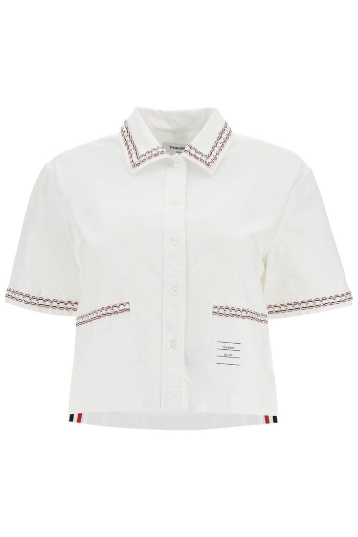 THOM BROWNE Cropped Oxford Shirt For Women