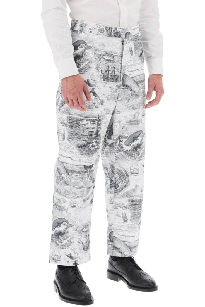 THOM BROWNE Cropped Pants With 'nautical Toile' Motif