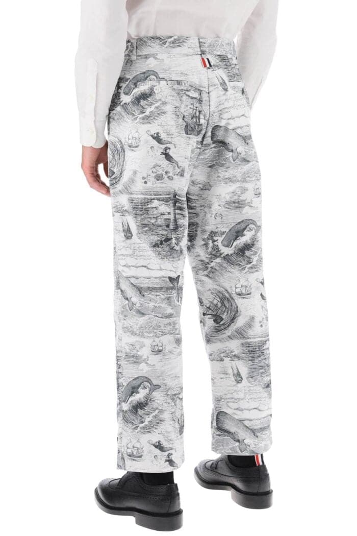 THOM BROWNE Cropped Pants With 'nautical Toile' Motif