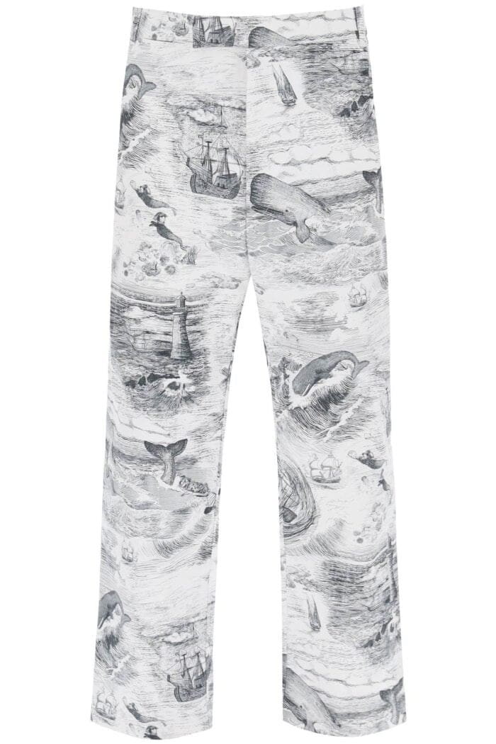 THOM BROWNE Cropped Pants With 'nautical Toile' Motif