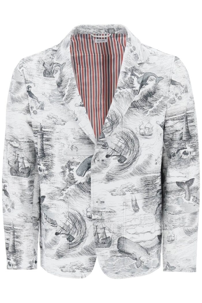 Thom Browne Deconstructed Single-breasted Jacket With Nautical Toile Motif