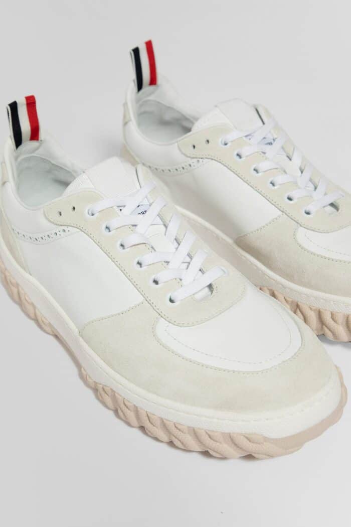 thom browne letterman sneakers in vitello calf THOM BROWNE Letterman Sneakers In Vitello Calf