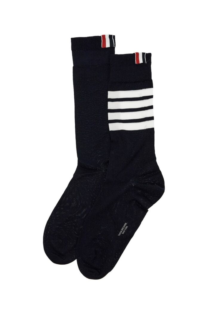 THOM BROWNE Long 4-bar Lightweight Cotton Socks