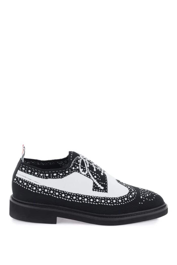 Thom Browne Longwing Brogue Loafers In Trompe L'oeil Knit