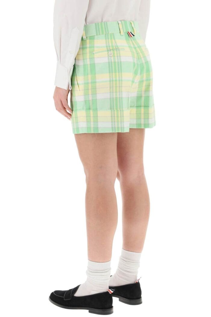 Thom Browne Madras Cotton Cuffed Shorts