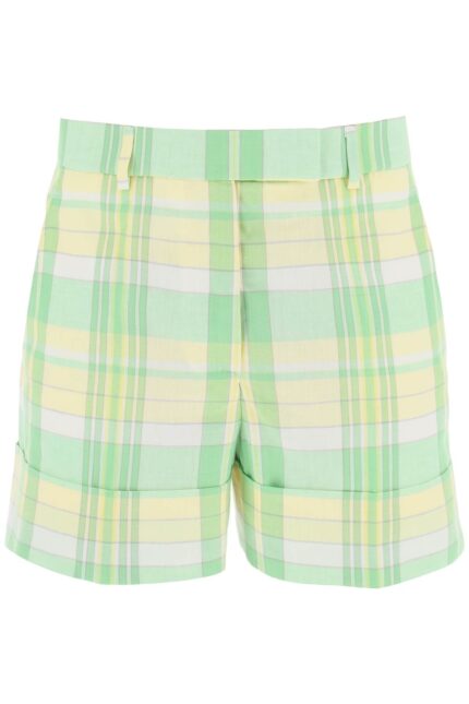 Thom Browne Madras Cotton Cuffed Shorts