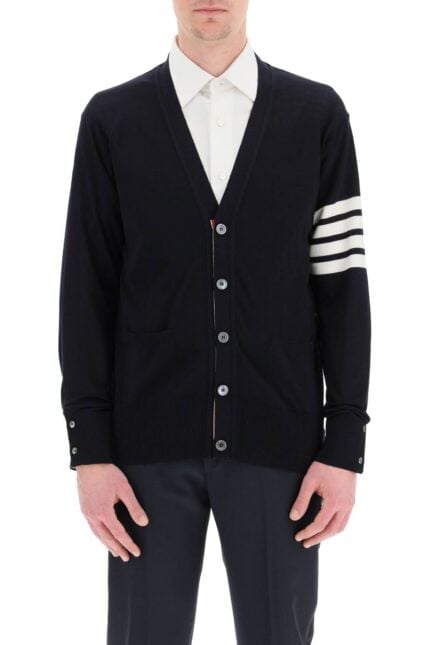 THOM BROWNE Merino Wool 4-bar Cardigan