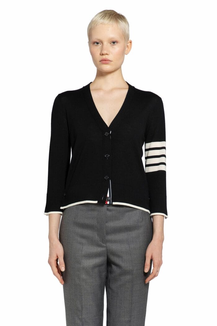 THOM BROWNE Merino Wool V-neck Cardigan