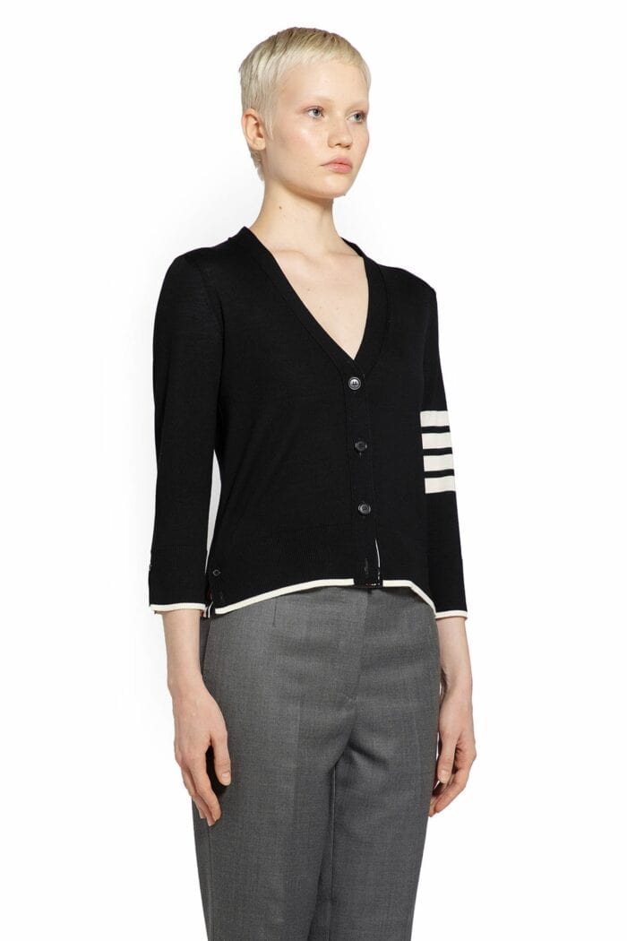 THOM BROWNE Merino Wool V-neck Cardigan