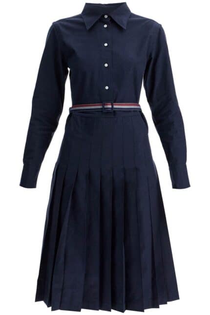 THOM BROWNE Midi Shirt Dress With Belt