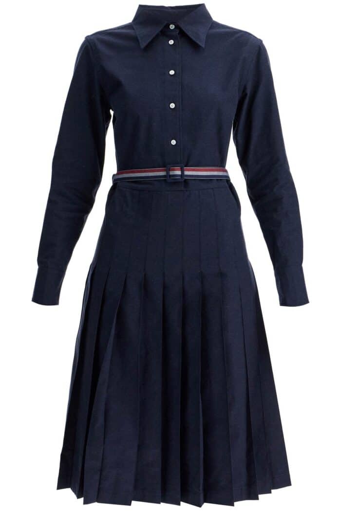 THOM BROWNE Midi Shirt Dress With Belt