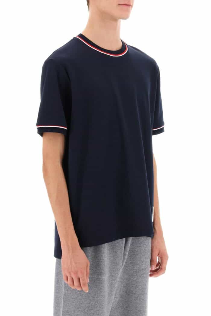 Thom Browne Milano Stitch T-shirt With Rwb Stripe Trims