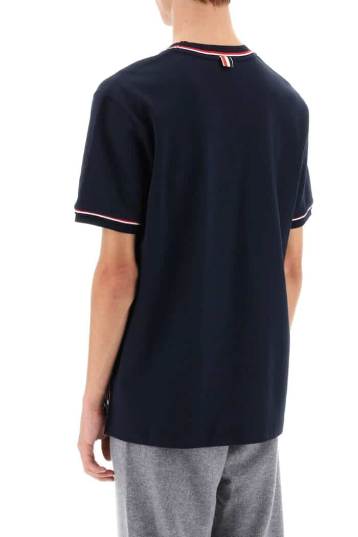 Thom Browne Milano Stitch T-shirt With Rwb Stripe Trims