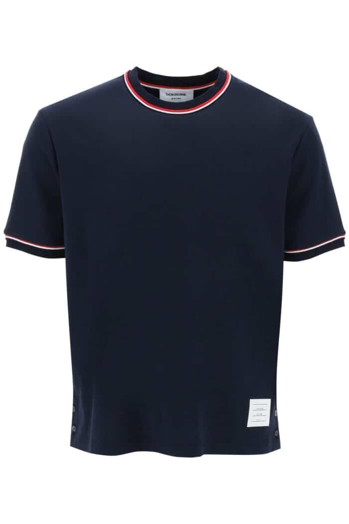 Thom Browne Milano Stitch T-shirt With Rwb Stripe Trims