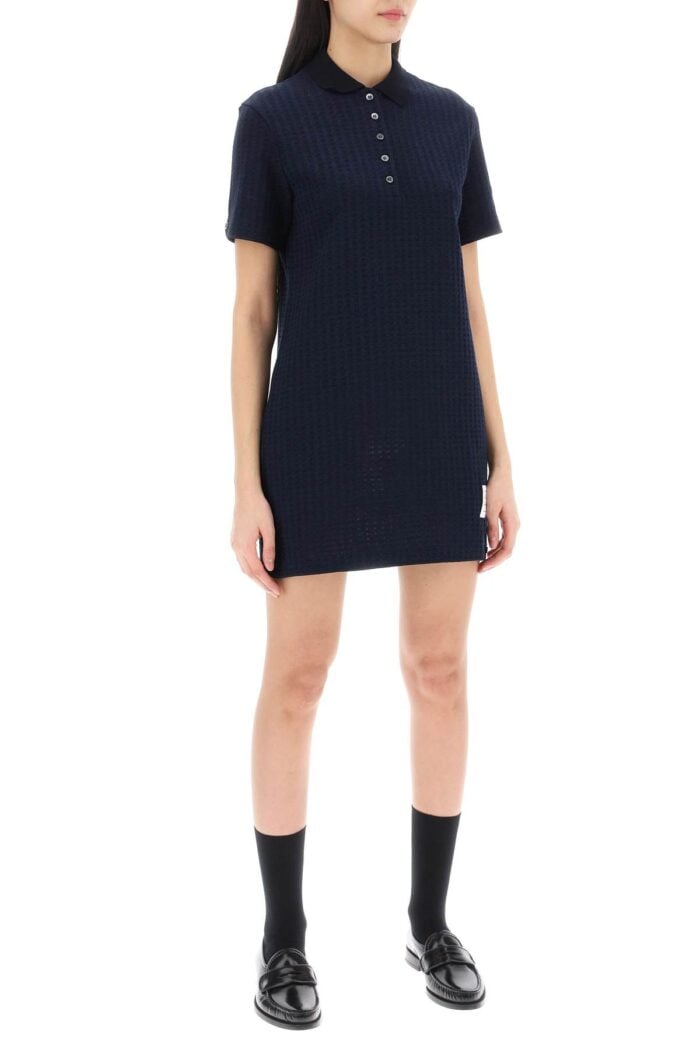 THOM BROWNE Mini Jacquard Knit Polo Dress In