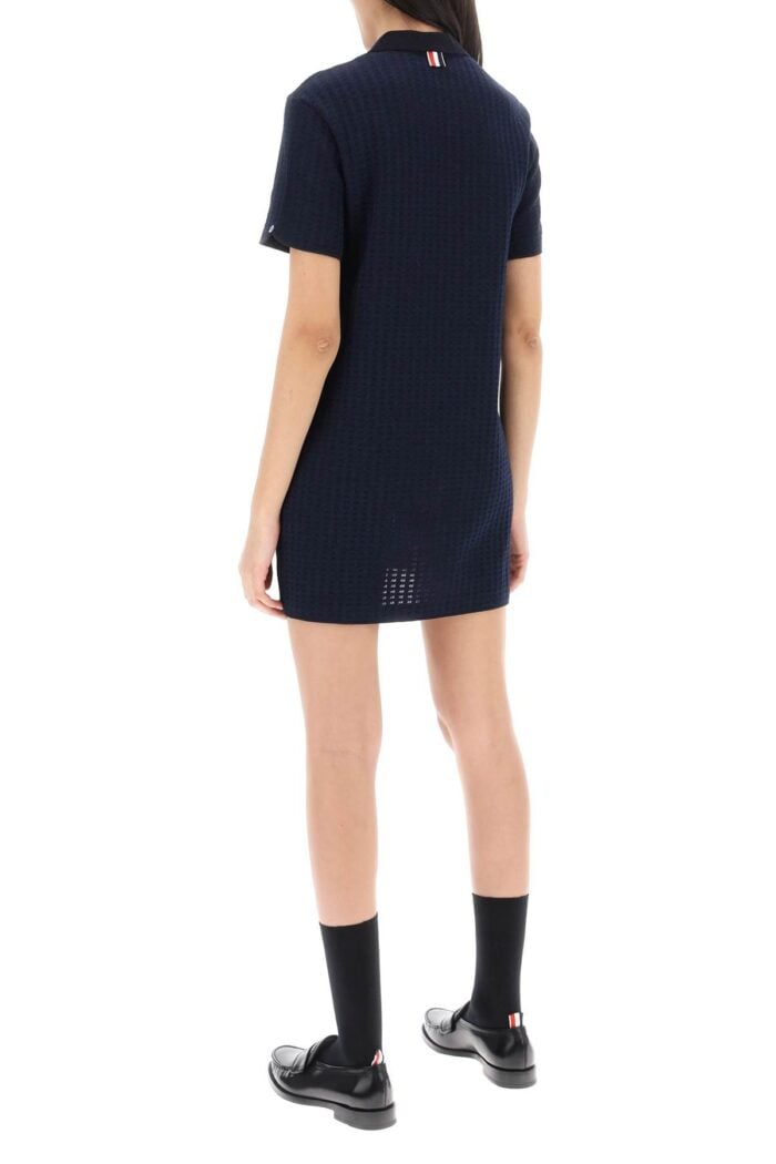 THOM BROWNE Mini Jacquard Knit Polo Dress In