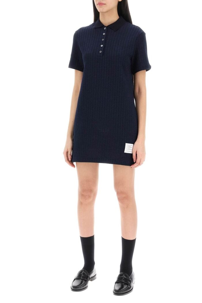 THOM BROWNE Mini Jacquard Knit Polo Dress In